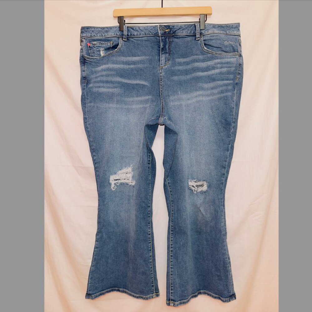 Slink Jeans Medium Wash Denim High Waisted Curvy Flare Leg Jeans size 24